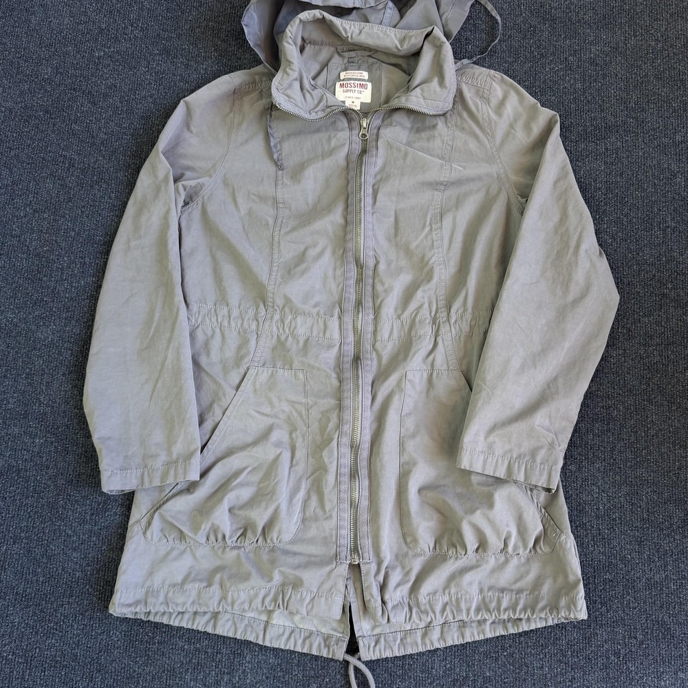 Vintage Y2K Mossimo Supply Co. Parka Jacket Womens Medium Gray Hooded Full Zip